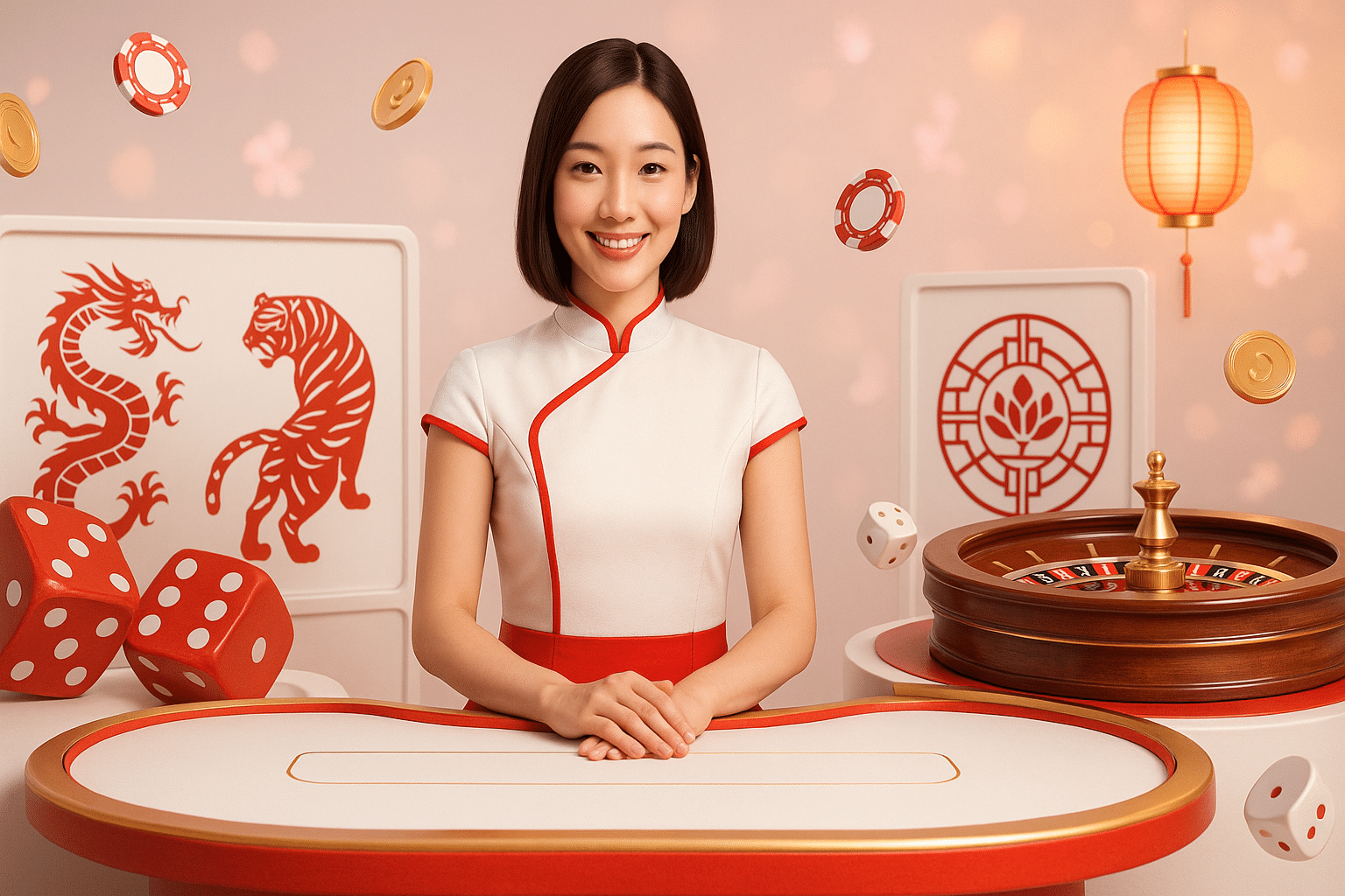 ภาพประกอบรวมเกมคาสิโนสดยอดฮิต บาคาร่า รูเล็ต เสือมังกร ไฮโล ในคาสิโนออนไลน์ด้วย คาสิโนออนไลน์ เว็บตรงแท้